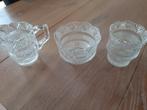 Suikerpotje lepelvaasje  en melkkannetje, Antiek en Kunst, Antiek | Glas en Kristal, Ophalen of Verzenden