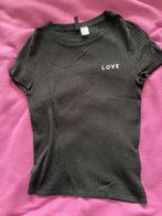 leuk zwart topje shirt mt xs love, Kleding | Dames, Tops, Zwart, Ophalen of Verzenden, Zo goed als nieuw, Korte mouw