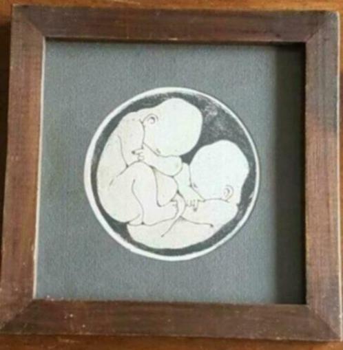 Ets Ongeboren tweeling tweelingen Jan Noordhuis Katwijk, Antiek en Kunst, Kunst | Etsen en Gravures, Ophalen