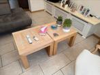 2 eiken salon/ bijzettafeltje, 50 tot 100 cm, Eikenhout, Zo goed als nieuw, Minder dan 50 cm