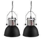 2x Hanglamp zwart industrielamp fabriekslamp GRATIS BEZORGD!, Nieuw, Metaal, 50 tot 75 cm, Verzenden