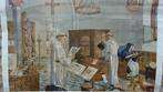 Schoolplaat "In een middeleeuws klooster"., Antiek en Kunst, Antiek | Schoolplaten, Geschiedenis, Ophalen