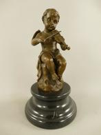 Bronzen engel met viool H.18x10cm, Antiek en Kunst, Antiek | Koper en Brons, Ophalen of Verzenden, Brons