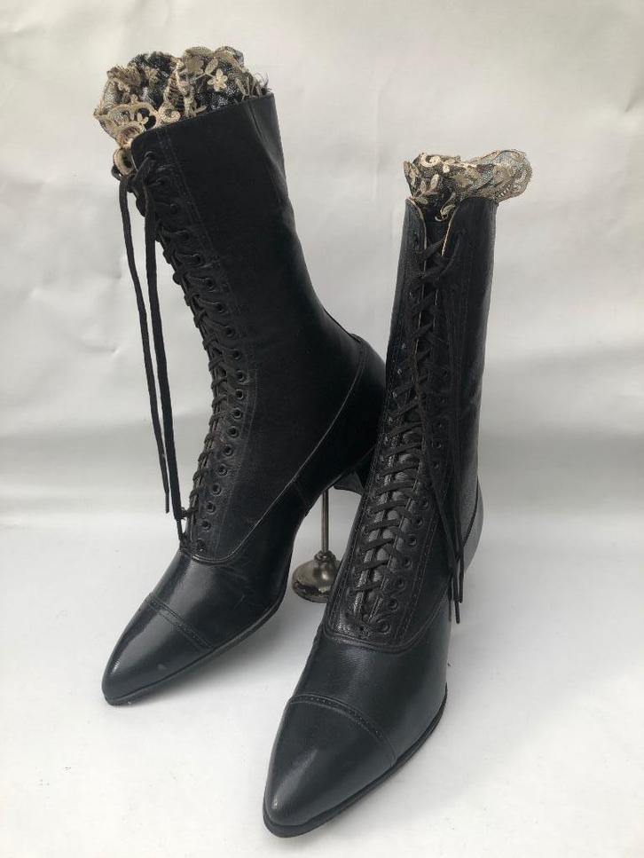 Antieke Veterlaarsjes op Siegel standaardje  - Ca 1900, Antiek en Kunst, Antiek | Kleding en Accessoires, Dames, Ophalen of Verzenden