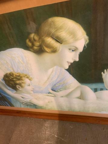 Oude prent met gescheurd glas beschikbaar voor biedingen