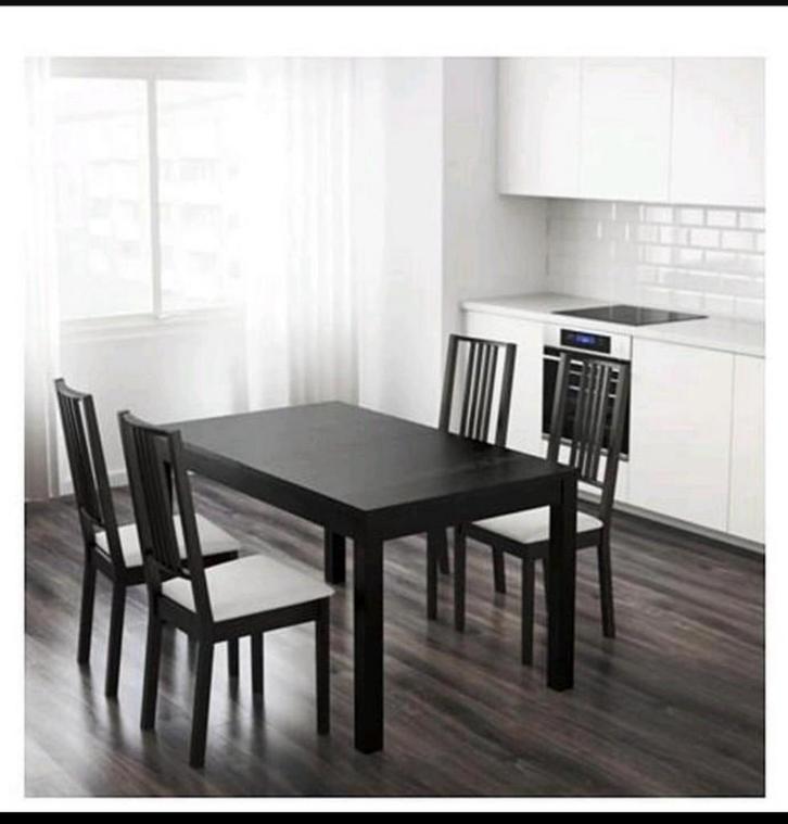 Ikea BJURSTA met gratis 6 stoelen, Huis en Inrichting, Tafels | Eettafels, Zo goed als nieuw, 50 tot 100 cm, Vijf personen of meer