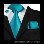 Dennis Gadgets: 100 % zijden stropdas ( 3 delig !! ) DG0221, Nieuw, Effen, Blauw, Ophalen