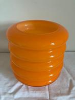 vintage knal oranje glazen vaas met ribbels Handgeblazen, Ophalen of Verzenden