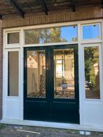 Set openslaande tuindeuren met kozijn - jaren 30 woning, Gebruikt, Buitendeur, 200 tot 215 cm, Hout