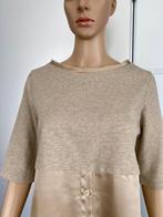 H148 Nieuw: Blubianco maat 40=M zijden top blouse beige, Kleding | Dames, Blouses en Tunieken, Maat 38/40 (M), Nieuw, Ophalen of Verzenden