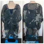 Nieuw lange tuniek superstar pailletten studs blauw grijs M, Maat 38/40 (M), Blauw, Nieuw, Ophalen of Verzenden