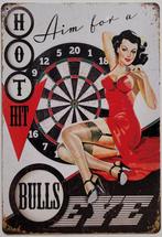 Bulls Eye darts pinup reclamebord van metaal wandbord deco, Info@deconoord.nl, Deco Noord, Nieuw, Ophalen of Verzenden