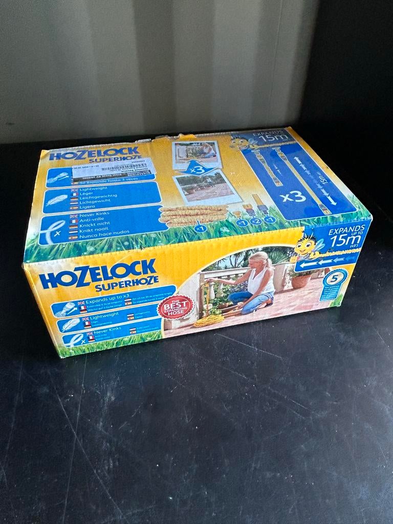 Hozelock Superhoze 15 meter uittrekbare tuinslang - Nieuw, ., Tuinslang, Nieuw, Ophalen of Verzenden