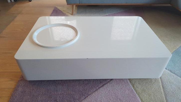 Salontafel wit hoogglans met opbergruimte, Huis en Inrichting, Tafels | Salontafels, Zo goed als nieuw, Minder dan 50 cm, 50 tot 100 cm