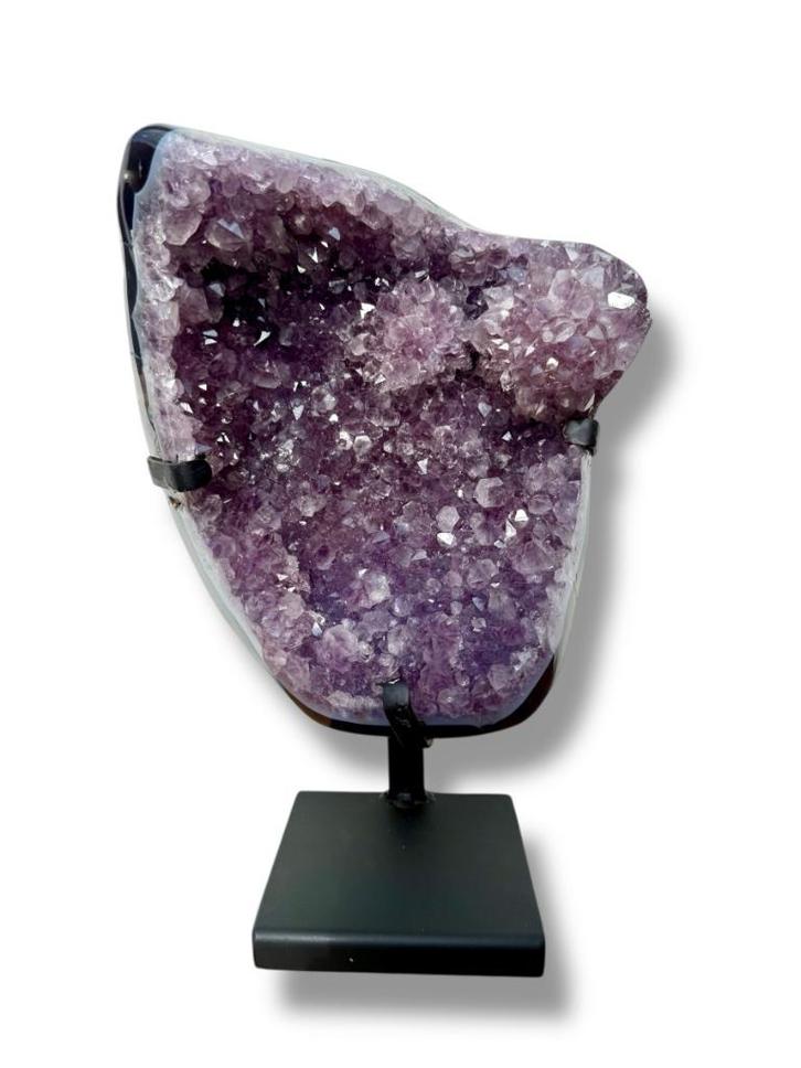 Amethist met Agaatrand én kristallen Egel/'Pineapple', Verzamelen, Mineralen en Fossielen, Mineraal, Ophalen of Verzenden