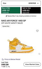 Nike Air Force 1 mid X Off White varsity maize - maat 45 AF1, Wit, Nieuw, Ophalen of Verzenden, Sneakers of Gympen