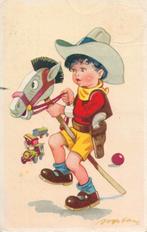JONGEN stokpaardje met cowboyhoed tekening Joop ? uit 1953, Verzamelen, Ansichtkaarten | Themakaarten, Verzenden, 1940 tot 1960