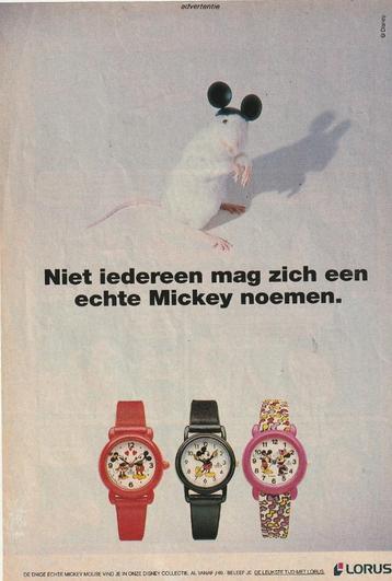 Retro reclame 1993 Lorus horloge met Disney Mickey beschikbaar voor biedingen