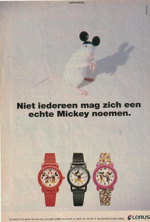 Retro reclame 1993 Lorus horloge met Disney Mickey, Verzamelen, Retro, Overige typen, Verzenden