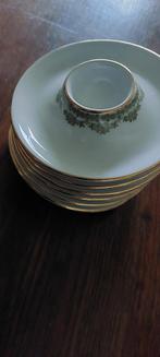 6 eierdopjes Kirchenlamitz Winterling, groen gouden biesje, Antiek en Kunst, Ophalen