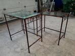 3 Metalen Bijzettafels met Glasplaat - Set, Huis en Inrichting, Ophalen
