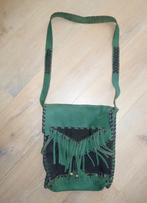 Nieuw handgemaakt zwart suede hippie/cowboy tas met franjes., Overige merken, Zwart, Nieuw, Ophalen of Verzenden