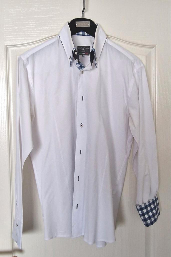 Gave 1x gedr. wit Italiaans overhemd Martina Milano mt. XL, Kleding | Heren, Overhemden, Zo goed als nieuw, Halswijdte 41/42 (L)