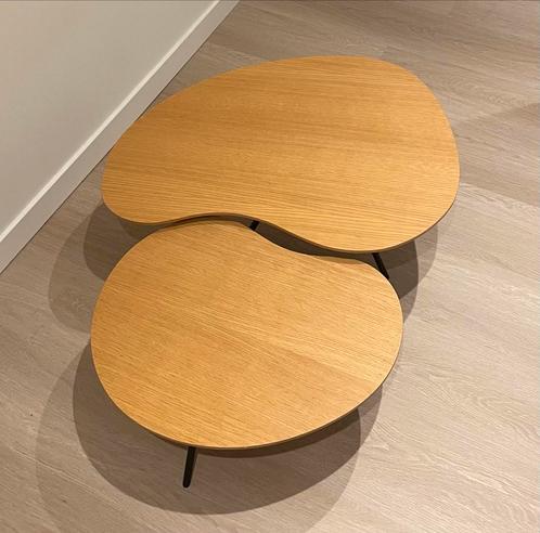 Twee organische salontafels van Goossens, Huis en Inrichting, Tafels | Bijzettafels, Zo goed als nieuw, Overige vormen, Minder dan 45 cm