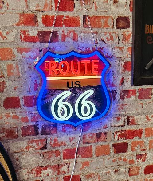 Route 66 Neon LED Verlichting - Zo Goed Als Nieuw, Verzamelen, Merken en Reclamevoorwerpen, Nieuw, Lichtbak of (neon) lamp, Ophalen of Verzenden