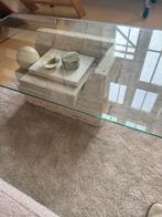 Glazen Travertin Salontafel, Gebruikt, 100 tot 150 cm, Glas, Minder dan 50 cm
