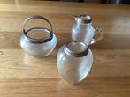 Prachtig antiek setje van draadjesglas en echt zilver, Ophalen of Verzenden