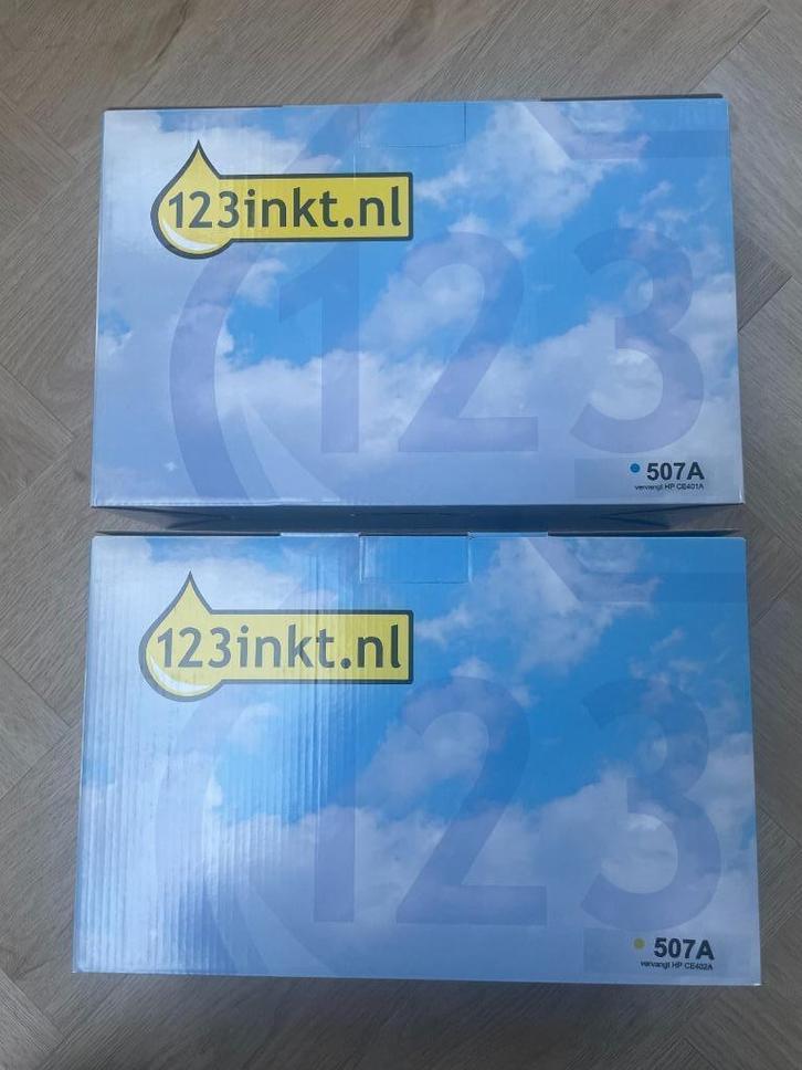 2 nieuwe toners CE401A-CE402A C-Y (HP 507A) HP M551 serie, Computers en Software, Printerbenodigdheden, Nieuw, Toner, Ophalen of Verzenden