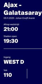 Ajax kaartjes, Losse kaart, Twee personen, Januari, Europa of Champions League