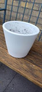 Witte bloempot, Tuin en Terras, Bloembakken en Plantenbakken, Ophalen, Gebruikt, Minder dan 30 cm, Minder dan 60 cm