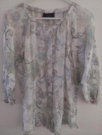 Blouse 3/4mouw Josephine &Co M wit+div.kl.viscose 3xGedragen beschikbaar voor biedingen