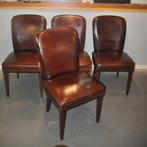 Vier schapenleren stoelen in nieuwstaat, Huis en Inrichting, Stoelen, Ophalen, Zo goed als nieuw, Leer, Vier