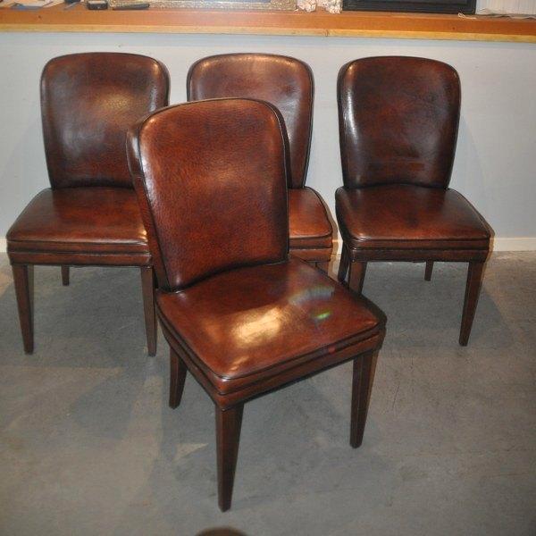 Vier schapenleren stoelen in nieuwstaat, Huis en Inrichting, Stoelen, Zo goed als nieuw, Vier, Leer, Ophalen