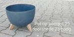 Grijze Buitenpot op Pootjes - 29x23 cm, Kunststof, Rond, Nieuw, Tuin