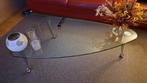 Rolf Benz glazen 3 hoekige salontafel, Ophalen, 100 tot 150 cm, 50 tot 100 cm, Zo goed als nieuw