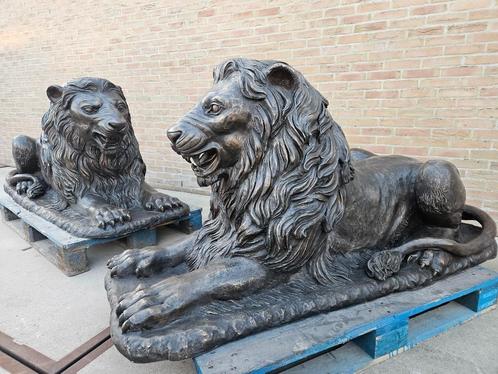 BRONZEN EXCLUSIEVE KOPPEL LEEUWEN ZEER DIK BRONS!! OOK ANDER, Tuin en Terras, Tuinbeelden, Nieuw, Dierenbeeld, Overige materialen