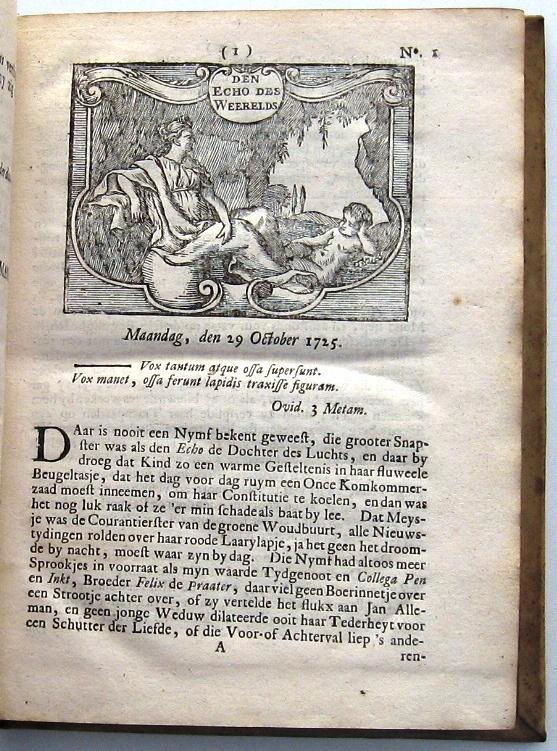 Den Echo Des Weerelds 1726 Jakob Campo Weyerman Vellum band, Antiek en Kunst, Antiek | Boeken en Bijbels, Ophalen of Verzenden