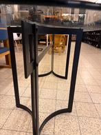 Glazen eettafel met metalen onderstel, Ophalen, Gebruikt, 100 tot 150 cm, Kringloop