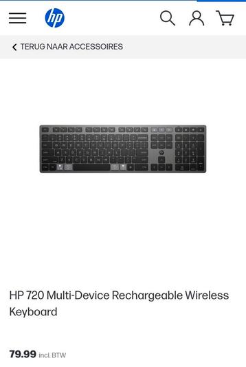 Onderdele HP 720 Multi-Device Rechargeable Wireless Keyboard beschikbaar voor biedingen