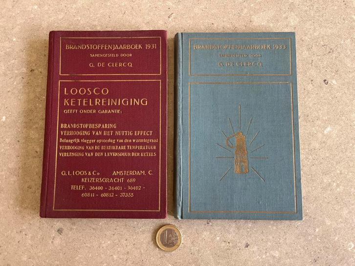 Brandstoffenjaarboekjes 1931+1933, G. de Clerq Amsterdam, Antiek en Kunst, Antiek | Boeken en Bijbels, Ophalen of Verzenden