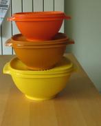 Tupperware 3 Bewaardozen Set Retrokleuren Zonne-/sterdeksel, Ophalen, Gebruikt, Bruin, Bus of Trommel