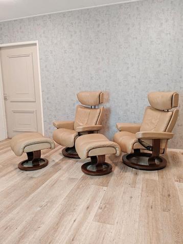 Set leren Stressless Magic design relax fauteuils beschikbaar voor biedingen