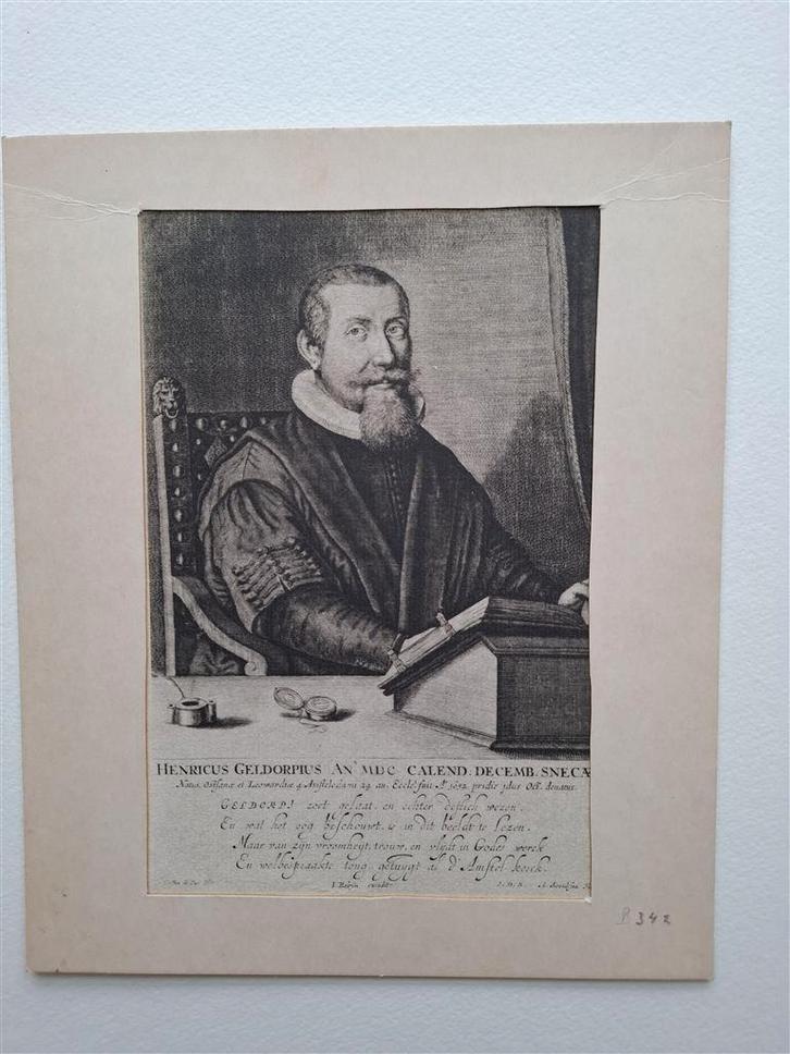 Henricus Geldorpius, oude ets gravure, Antiek en Kunst, Kunst | Etsen en Gravures, Ophalen of Verzenden