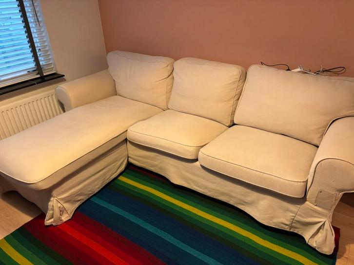IKEA Ektorp 3-zitsbank met chaise longue, Huis en Inrichting, Banken | Bankstellen, Gebruikt, Hoekbank, Driepersoons, 250 tot 300 cm