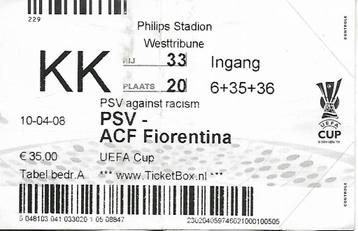 PSV Toegangskaart tegen ACF Fiorentina (2008) beschikbaar voor biedingen
