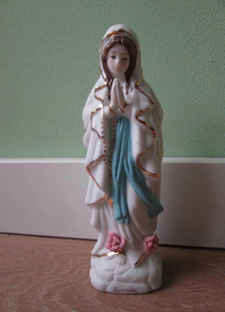 Gemerkt Maria Beeldje Biscuit Porselein Lourdes 16,5 cm, Antiek en Kunst, Antiek | Religie, Ophalen of Verzenden